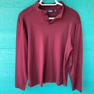 DILLARD’S MENS LIQUID LUXURY COTTON PULLOVER BURGUNDY DARK RED SIZE LARGE LS